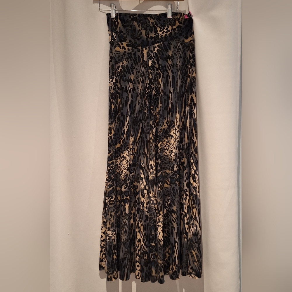 Lili's Of Ghent Boutique Leopard Print Flowy Wide Leg Pullon Pants Size S
